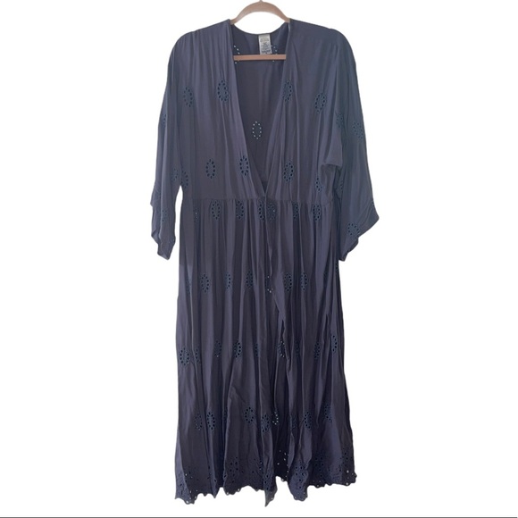 TIME AND TRU Blue Embroidered Kimono/Cover Up L/XL NWOT - Picture 3 of 9
